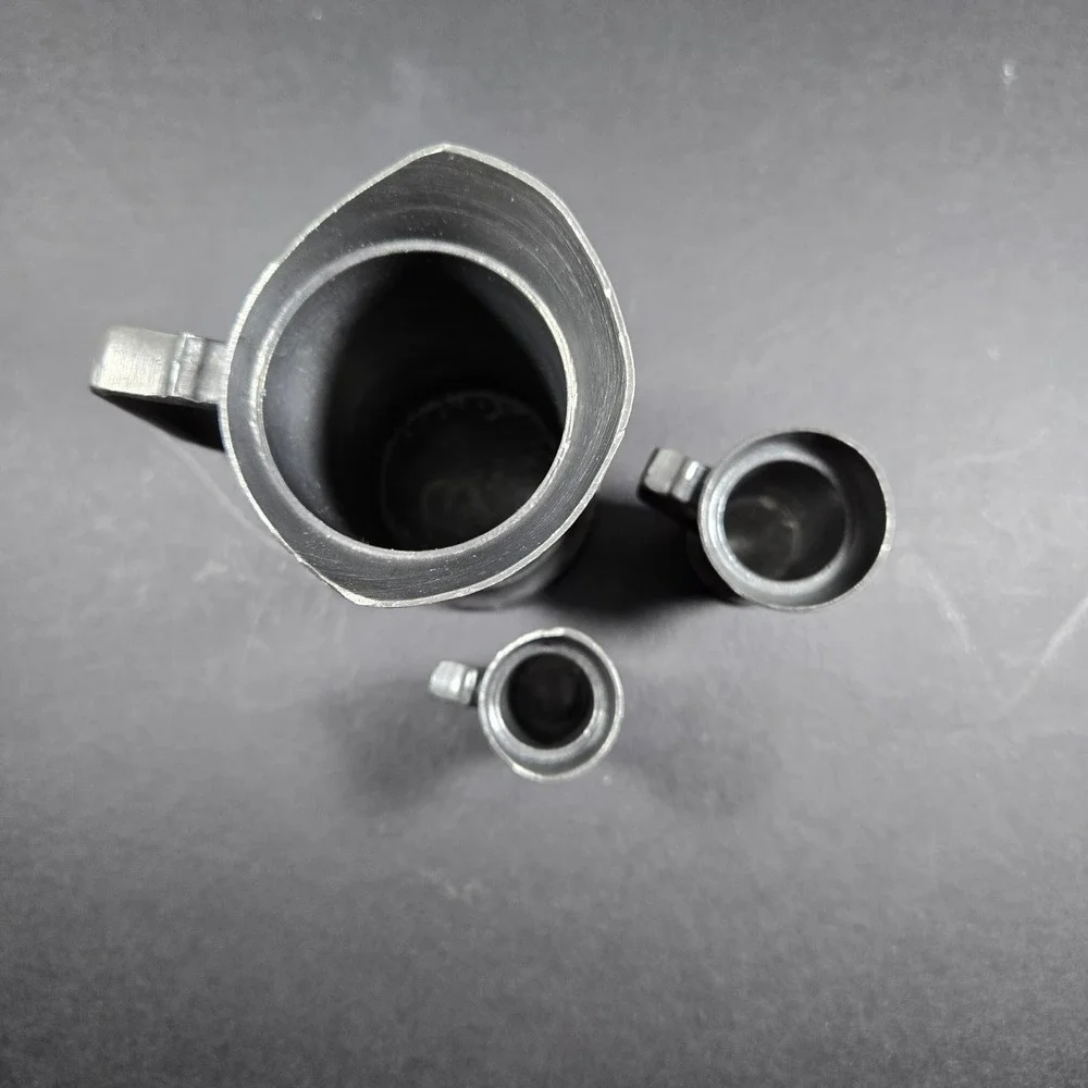 Pewter Measuring Pitcher Set Grey Vintage Rustic 3 Piece Set